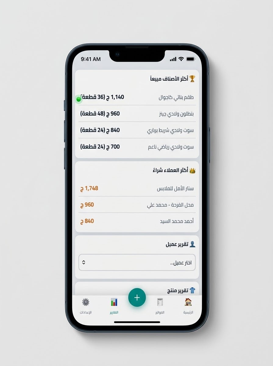 Accountwiro — reports showing best-selling items, top customers and a customer report selector