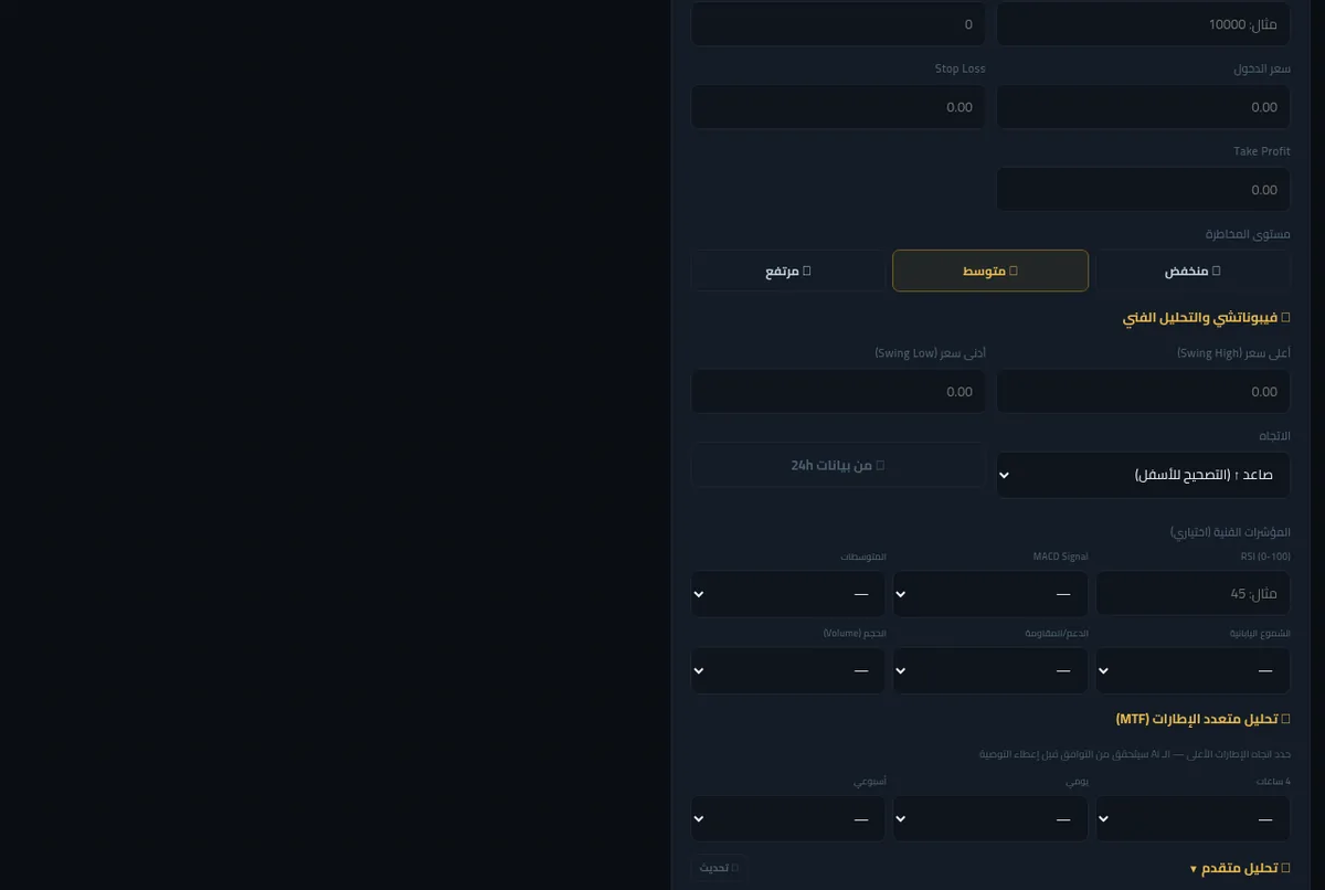 The trading console with its indicators